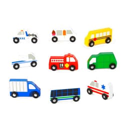 Melissa & Doug Wooden Town Vehicles Set in Wooden Tray (9 pcs) Vehicle Toys, Toy Cars For Toddlers And Kids Ages 3+