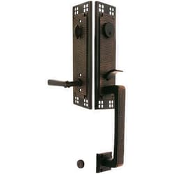 Emtek Arts & Crafts Style Tubular Handleset in Oil Rubbed Bronze with Right Hand Arts & Crafts Levers and 2 3/4