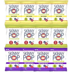 CNJ DELIVERS LLC Skinny Pop Variety 12-Pack, Sweet & Salty Kettle, White Cheddar, Original, 12-0.5/0.8 oz Individual Bags