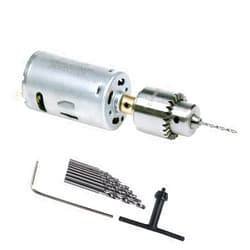 AUTOTOOLHOME Mini DC 12V Electric Hand Drill Motor PCB & Twist Drills Set 1/88-1/6 inch JT0 Chuck Jewelry Craft Drill Kit