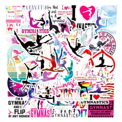 Warmlake 50Pcs Gymnastics Stickers Cute Girl Stickers Variety Vinyl Waterproof Decals for Laptop,Water Bottle, Skateboard,Refrigerator,Hydro Flasks, Decal,Waterproof Vinyl Decal for Adults, Teens Love Stickers
