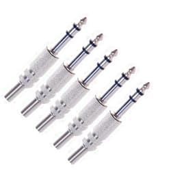 Nightwolf ® 5PCS 1/4 Inch 6.35mm Stereo Male Metal Connector with Spring Strain Relief Plug Coax Audio Mic Solder Adapter