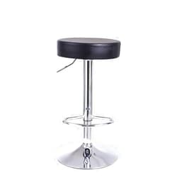 KKTONER Round Bar Stool PU Leather with Footrest Height Adjustable Swivel Pub Chair Home Kitchen Bar stools Backless Stool (Black)