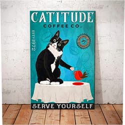 Cattitude coffee company serve yourself poster