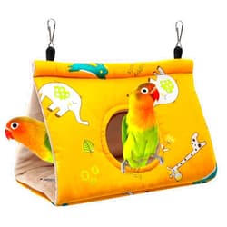 Rypet Winter Warm Bird Nest House - Hanging Hammock Velvet Shed Hut Cage Plush Fluffy Birds Hideaway Sleeping Bed Fuzzy for Parrot Parakeet Cockatiels Budgies Lovebird Small（Yellow）