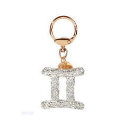 ChungLong0593 Rhinestone Zodiac Sign Horoscope Charms Key Ring 12 Constellation Astrology Key Chain for Women Birthday Jewelry
