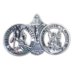 Cathedral Art Saint Christopher and Guardian Angel Visor Clip, Christian Car Accessory for New Drivers, 3 Inches