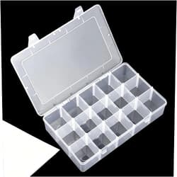 Snowkingdom Large 15 Grid Clear Organizer Box Adjustable Dividers - Plastic Compartment Storage Container for Washi Tapes, Craft, Beads, Jewelry, Small Parts