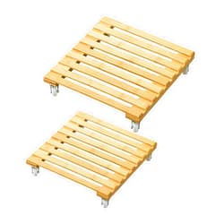 2Krmstr Plant Caddy,Wooden Plant Stand With Caster Wheels Plant Dolly Heavy Duty Rectangle Rolling Planter Tray Indoor Outdoor Flower Pot Rack(2 Pcs)