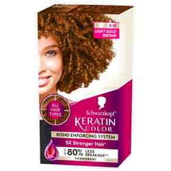 Schwarzkopf Keratin Permanent Hair Color, 6.33 Light Gold Brown, 1 Application - Professionally Inspired Permanent Hair Dye, for up to 80% Less Breakage vs Untreated Hair and up to 100% Gray Coverage