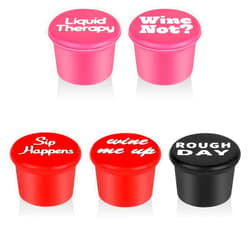 Qianyu 5 Pack Funny Silicone Wine Stoppers Wine Accessories for Wine Lovers Gifts Reusable Bottle Cover Caps Replace Corks for Wine Bottles Airtight Seal Decorative To Preserve Wine Fresh