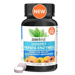 Zenwise Health Zenwise Papaya Digestive Enzymes with Bromelain for Digestive Health and Bloating Relief for Women and Men, Chewable Enzymes for Digestion and Gut Health (60 Count)