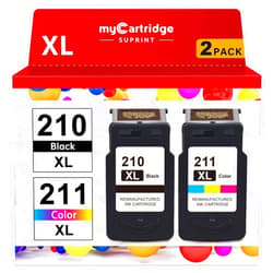 myCartridge SUPRINT 210XL 211XL Combo Remanufactured Ink Cartridge Replacement for Canon 210XL 211XL Black Color for PIXMA MX410 IP2700 IP2702 MP240 MP250 MP495 MX340 Printer 210XL 211XL Ink Cartridge