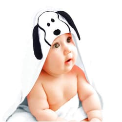 Lambs & Ivy Snoopy Baby/Infant Cotton Hooded Bath Towel - White
