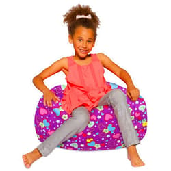 Posh Creations Posh Beanbags Bean Bag Chair, Medium-27in, Canvas Multi-Colored Hearts on Purple
