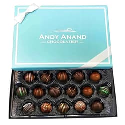 ANDY ANAND CHOCOLATIER Andy Anand Dark Chocolate Truffles 16 Pcs Of Champagne, Rum, Amaretto, Black Forest Ext Amazing-Delicious-Decadent Gift Boxed Birthday Valentine Christmas Mothers Fathers day Wedding (8oz)