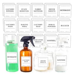 TESWEY 36PCS Laundry Room Labels Set, Waterproof Laundry Labels for Jars Containers, Minimalist PVC Label Stickers for Laundry Room Organization, with DIY Blank Labels（White）