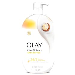 Olay Body Wash for Women, Ultra Moisture, 24/7 Moisture Barrier Repair, Hydrating Formula for Visibly Healthy Soft Skin, Vitamin B3 & Hyaluronic Blend, For All Skin Types, Shea Butter Scent, 35 fl oz
