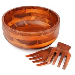 AIDEA Acacia Wood Salad Bowl Set with 2 Wooden Hands, Large Salad Bowl with Serving Utensils, Big Mixing Bowl for Fruits, Salad, Cereal, Corn flake,Pasta 11