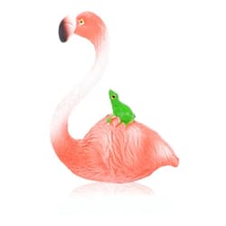 Cyrank Mini Flamingos Figurine, Resin Flamingo with Frog Statue Flamingos Miniature Figurines Fairy Garden Accessories Flamingos Cupcake Topper Garden Miniature Landscape Decor