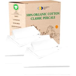 California Design Den 2-Pack Percale Sheets King Size Set - 100% Organic Cotton, Deep Pocket King Sheets Sets, Crisp, Breathable and Lightweight Bedding - White