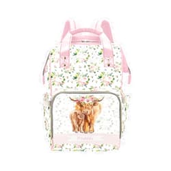 Generic Personalized Cute Cow Diaper Bag for Women, Custom Name Nursing Mommy Daypack, Diaper Bag for Baby Boy Girl, New Mom Gifts