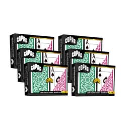 Copag 1546 Design 100% Plastic Playing Cards, Bridge Size (Narrow) Green/Burgundy (Jumbo Index, 6 Sets)