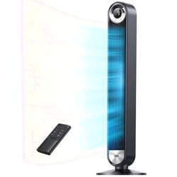 Dreo Tower Fan for Bedroom, Upgrated DC 9 Speeds Utral-Quiet Floor Fan, 90° Oscillating Fans for Indoors with 26ft/s Velocity, 12H Timer, Standing Fans, Bladeless Fan Powerful for Home Office Room