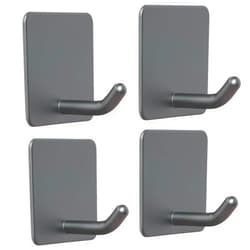 FOTYRIG Adhesive Towel Hooks Stick on Towel Hanger Wall Hooks Waterproof Stainless Steel Sticky Hooks for Hanging Bathroom Kitchen Home Grey-4 Packs