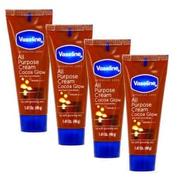 Vaseline All Purpose Cream Cocoa Glow, with Pure Cocoa Butter, 4-Pack, 1.41 FL Oz Each, 4 Tubes