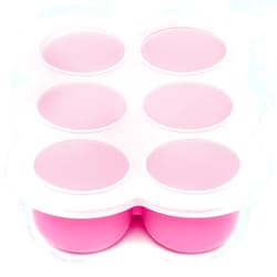 WeeSprout Silicone Freezer Tray with Clip on Lid Perfect Food Storage Container for Homemade Baby Food, Vegetable, Fruit Purees, and Breast Milk (Bright Pink, Six 3 Ounce Sections)