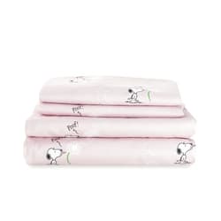 Berkshire Blanket Peanuts® Kids Sheet Set King Size - 4 Pieces,Cute Character Snoopy Printed Soft Microfiber Bed Sheets,Peanuts Make A Wish Spring Pink
