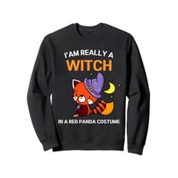 Cute Red Panda I'm Really A Witch Halloween I'm Really A Witch Halloween Costume Cute Witch Red Panda Sweatshirt