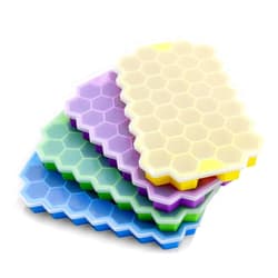 BIDFUL Ice Cube Trays for Freezer with Lid-37 Grid 4pcs Multicolor Silicone Ice Cube Tray with Lid for Small Ice Cube Molds,Easy-Release Reusable Ice Cube in Ice Bucket for Iced Coffee Cup