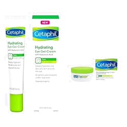 Cetaphil Hydrating Eye Gel-Cream 0.5 Fl. Oz with Rich Hydrating Night Cream with Hyaluronic Acid, 1.7 Ounce w/ night cream