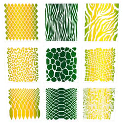 CINPIUK 9PCS Animal Print Cookie Stencils for Cake Painting, Safari Animal Print Airbrush Stencil includes Snakeskin Leopard Zebra Alligator Scale Reusable Templates DIY Crafts, 7 Inch