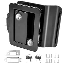 Siasky Black RV Door Lock Replacement, Upgraded RV Door Latch with Paddle Deadbolt 4 Keys, Camper Door Lock for Travel Trailers Horse Cargo Hauler, Zinc Alloy Trailer Entry Door Latch Replacement