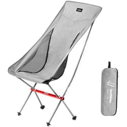 Naturehike Folding Camping Chair, Lightweight High Back Portable Compact Chair, Large Heavy Duty 330lbs for Adults, Hiking Camp Backpacking Festival Travel Beach Picnic Fishing with Storage Bag, Grey