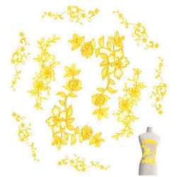 WILLBOND 10 Pieces Gold Flower Appliques Gold Flower Embroidery Patch Gold Lace Applique Sewing Fabric Craft Decoration Gold Lace Patch Embroidered Appliques for Crafting Wedding Prom Dress Jeans Clothes