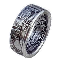 LRGKMCWTOB 925 Sterling Silver Ring Vintage Morgan Silver Dollar Coin Design Ring American Coin Rings for Men Women Dollar Coin Rings Fashion Jewelry Coin Ring Handmade Rings(Size 11)