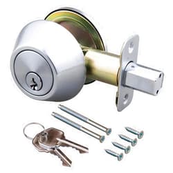 EZ-FLO 57780 Single Cylinder Deadbolt Lock Set Grade 3 with Adjustable Steel Latch, Screws and Keys, Satin Chrome