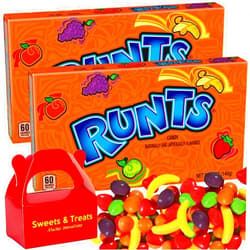 Muchai Innovations Runt Candy | Chewy & Fruity Assorted Shapes Flavors Hard Candy - For Every Occasion Movie Night Birthday Holiday Gift | Plus MUCHAI Treat Box (2 Theater Box, Orange Banana Strawberry Grape Green Apple)