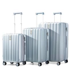 Hanke Expandable Hardshell Luggage Sets 3 piece Carry on Luggage with Wheels Suitcases Lightweight Checked Tsa Luggage Rolling Large Suitcase Travel Luggage Bag Woman Men 20/24/29 Inch(Gray)