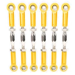 Tbest RC Pull Rod, 6Pcs Adjustable Servo Links Tie Rod Aluminum Alloy Turnbuckle Rod Linkage Set for RC Hobby Car Model(Gold)