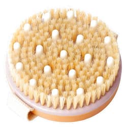 MainBasics Dry Brushing Body Brush for Lymphatic Drainage, Dry Skin, Cellulite, Blood Circulation with Exfoliating Natural Bristles and Massage Nodes for Flawless Skin