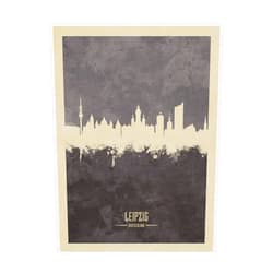Trademark Fine Art Leipzig Germany Skyline Gray by Michael Tompsett, 14x19