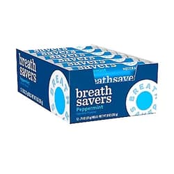 BREATH SAVERS Peppermint Sugar Free Breath Mints, 0.75 oz Rolls (24 Count) 0.75 Ounce (Pack of 24)