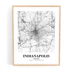 Eleville 11X14 Unframed Indianapolis Indiana City View Abstract Road Modern Map Art Print Poster Wall Office Home Decor Minimalist Line Art Hometown Housewarming wgn351
