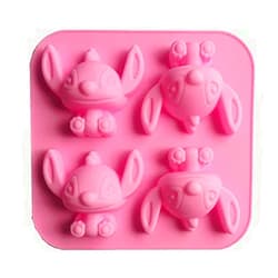 Guratapa 4 Cavity Star Baby Lilo and Stitch Silicone Mold for DIY Fondant Candy Making Chocolate Molds Lollipop Desserts Ice Cube Gum Clay Soap Biscuit Plaster Resin Cupcake Topper Birthday Party Cake Decor