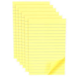 YEECOK Lined Sticky Notes 4x6 in Canary Yellow, Clean Removal, Self-Stick Pads, Super Sticky Notes Easy to Post for Home, Office, School, 6 Pads/Pack, 45 Sheets/Pad